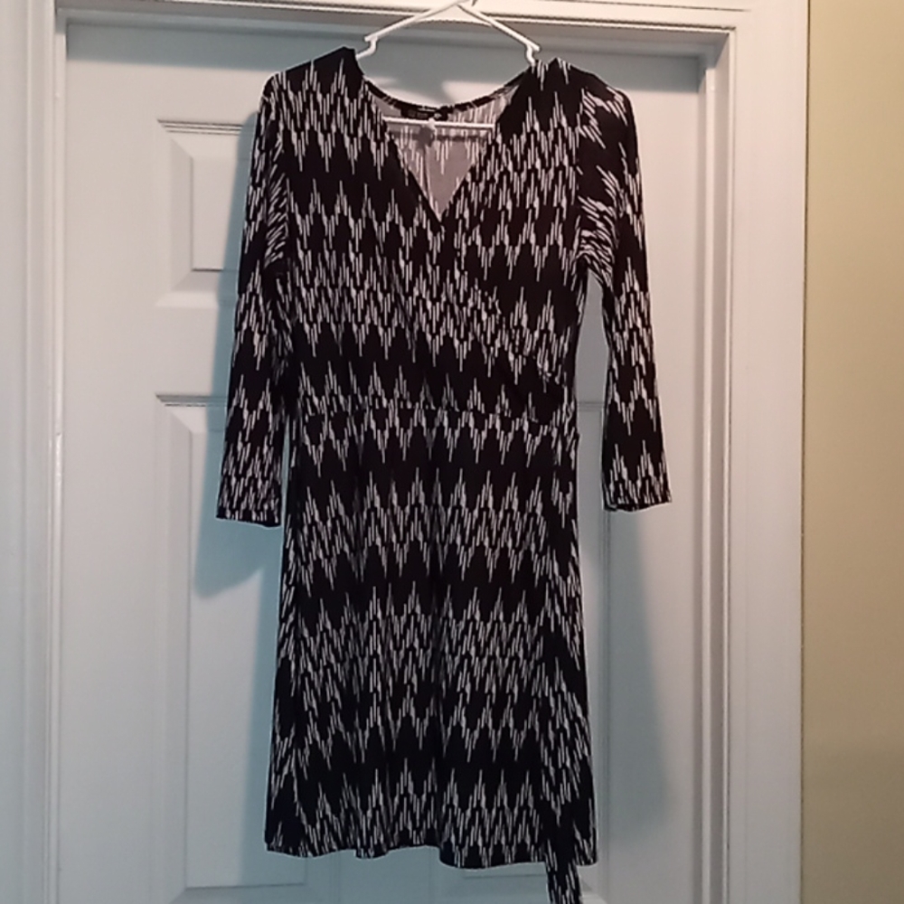Black and Ivory faux wrap dress